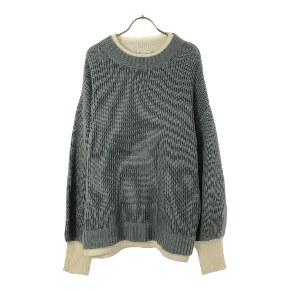 ジャバ 長袖 レイヤードデザイン セーター M グレー×ホワイト JaVa ニット レディース