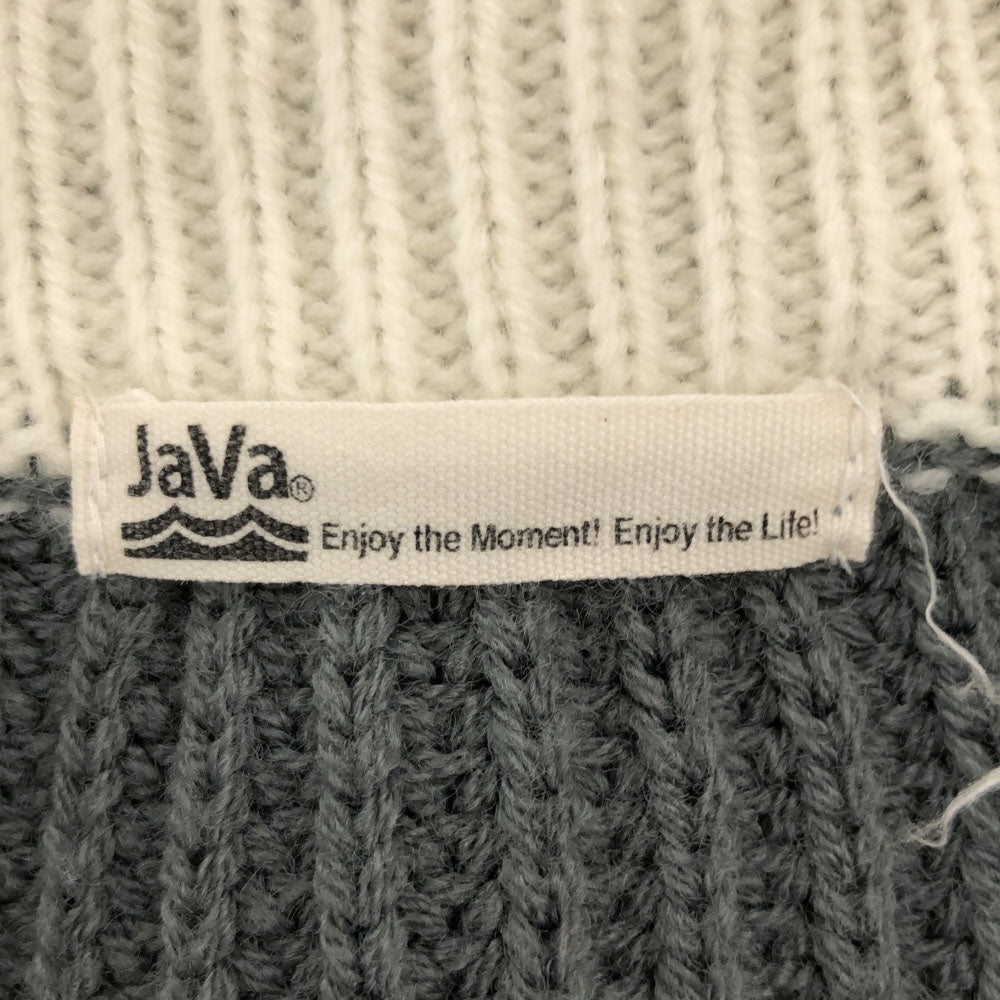 ジャバ 長袖 レイヤードデザイン セーター M グレー×ホワイト JaVa ニット レディース