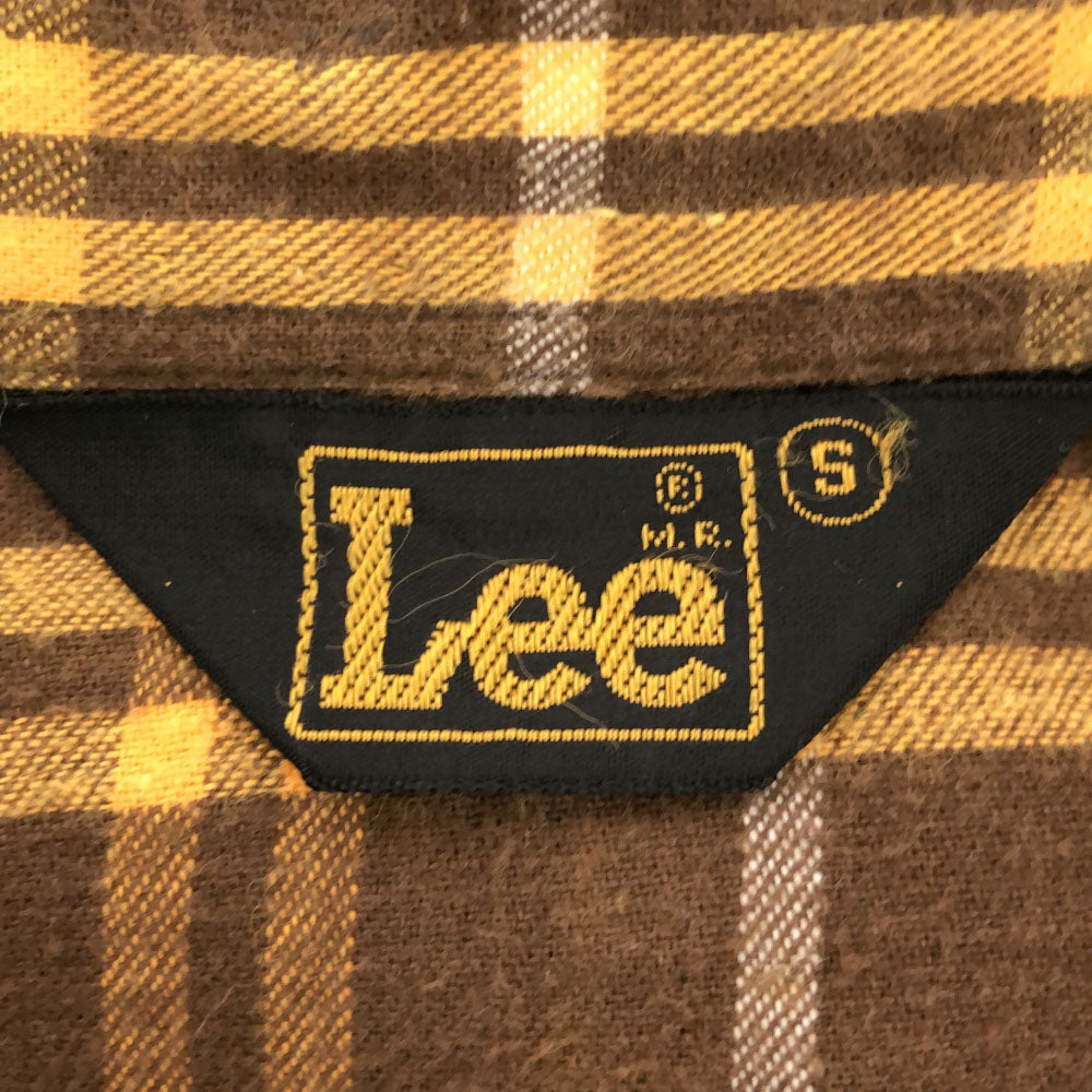 Lee リー 70s チェック 7分袖 ウエスタンシャツ S ブラウン×イエロー オールド ヴィンテージ メンズ