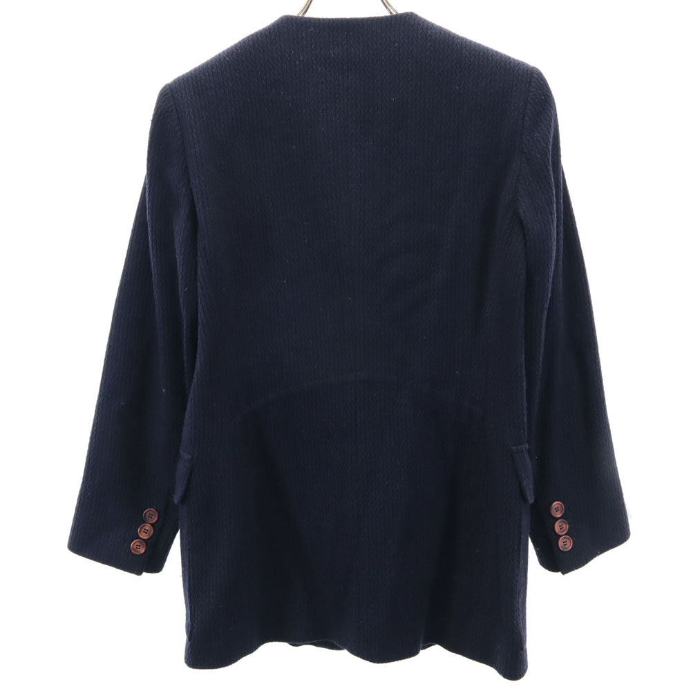 Emporio Armani エンポリオアルマーニ 90s ウール ノーカラージャケット 38 ネイビー オールド レディース