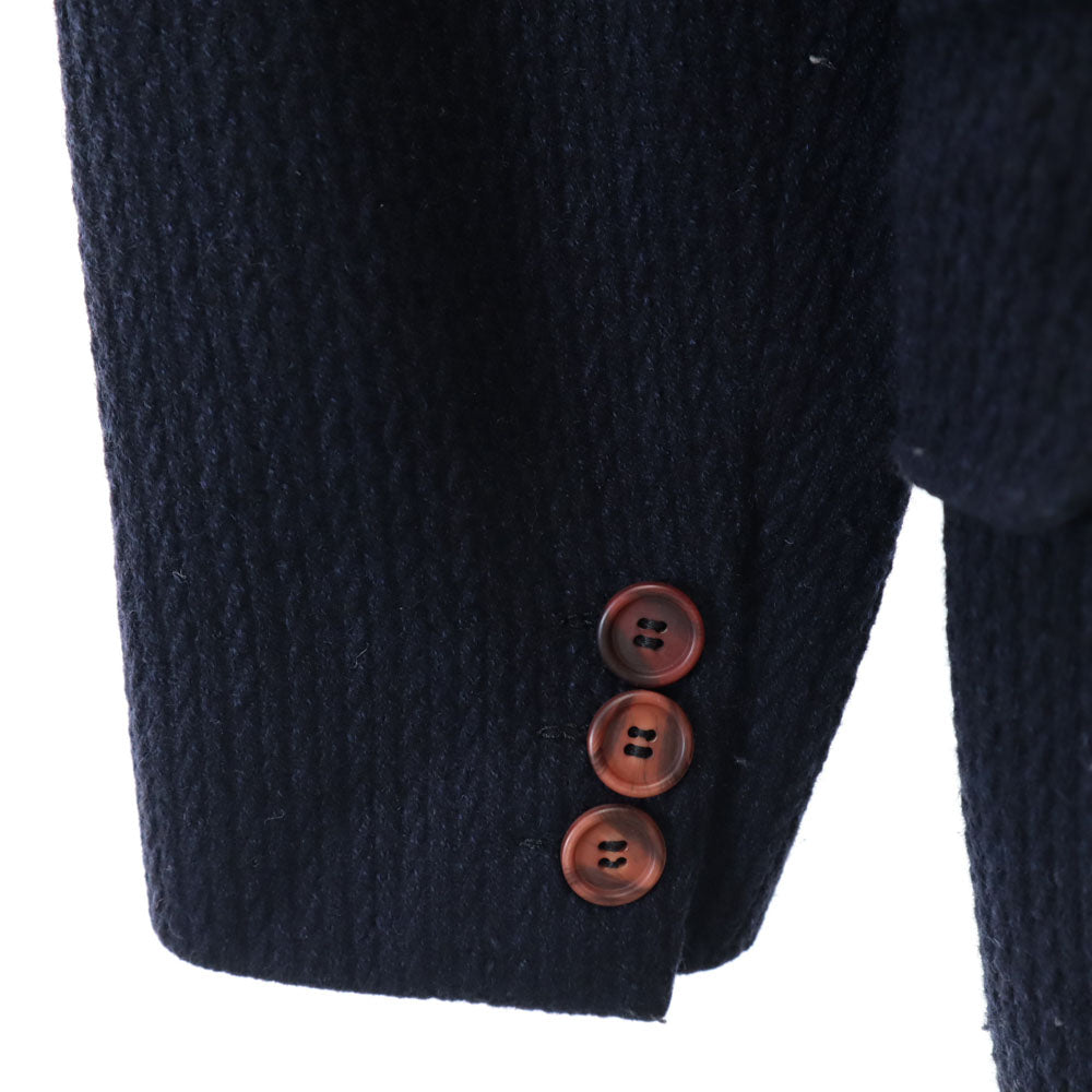 Emporio Armani エンポリオアルマーニ 90s ウール ノーカラージャケット 38 ネイビー オールド レディース