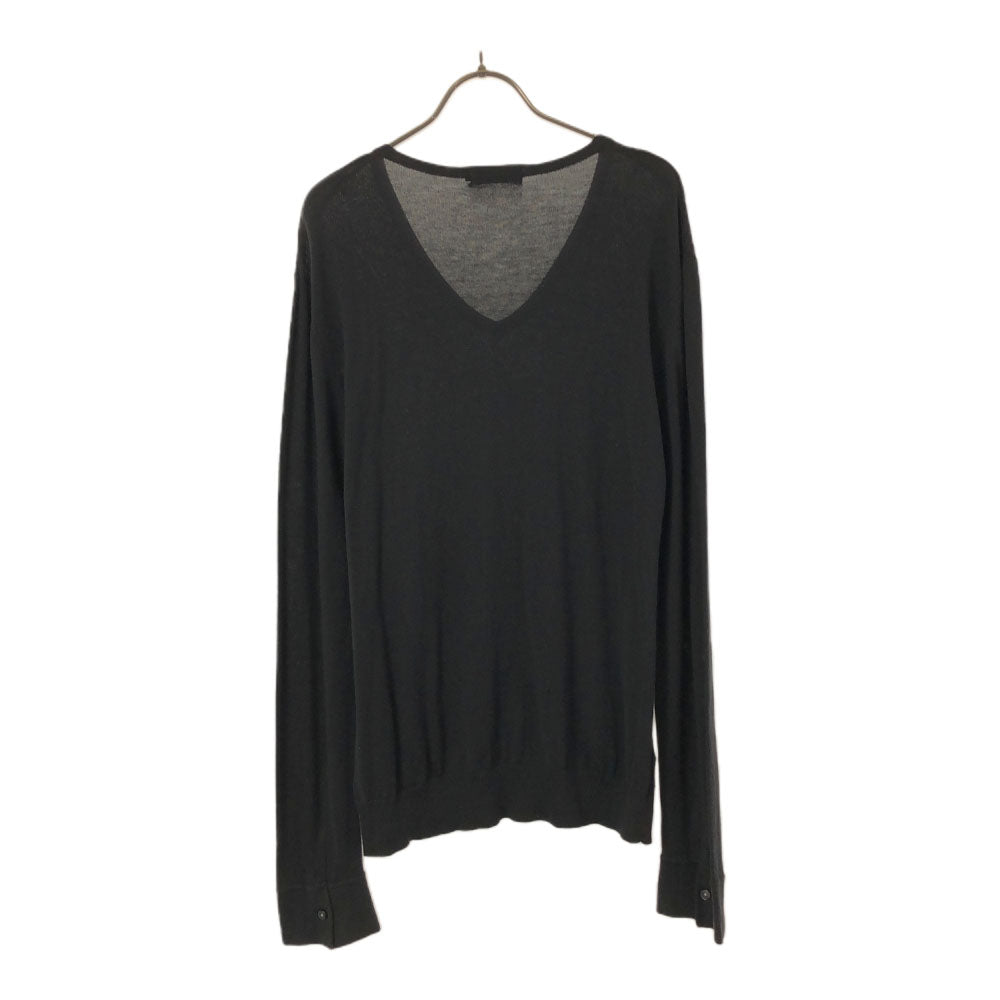 バーバリーブラックレーベル 三陽商会 格子柄 長袖 Vネック ニット 2 ブラック BURBERRY BLACK LABEL セーター メンズ