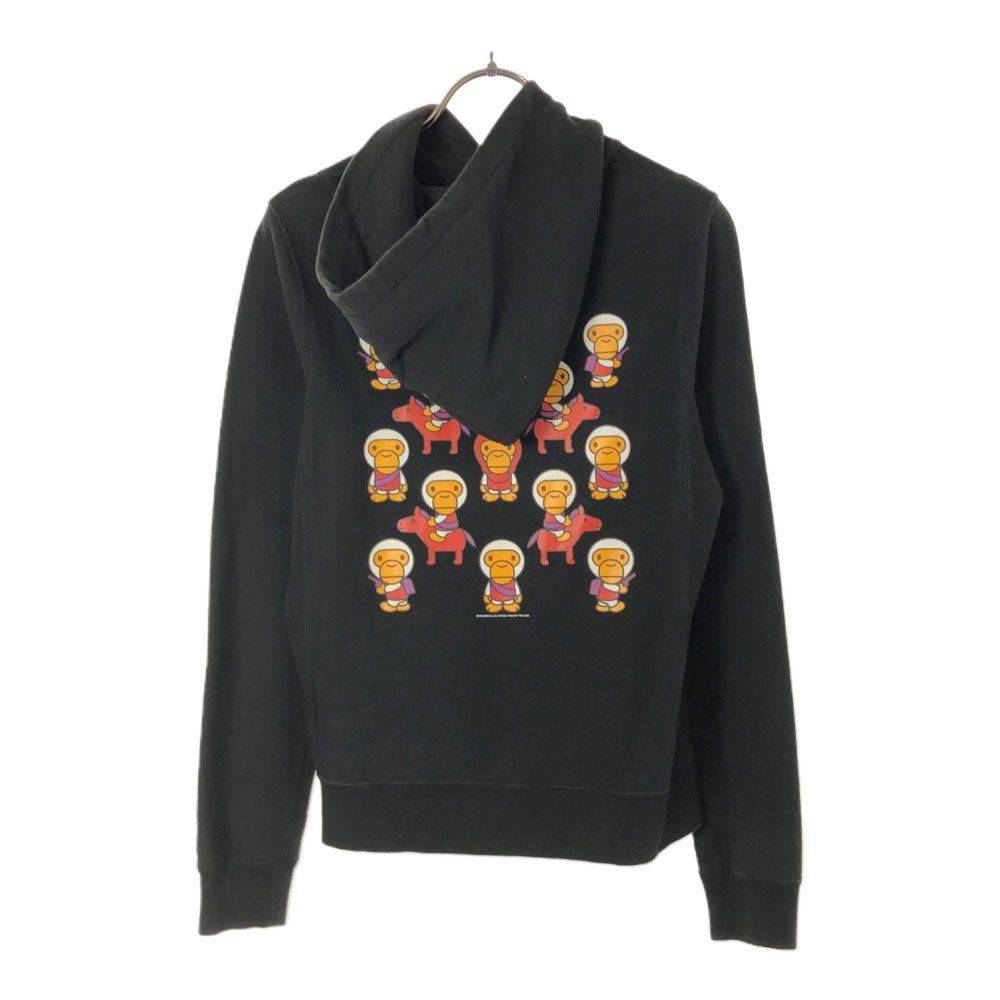 アベイシングエイプ クラッシック 日本製 プリント 長袖 スウェットパーカー XS ブラック A BATHING APE プルオーバー トレーナー レディース