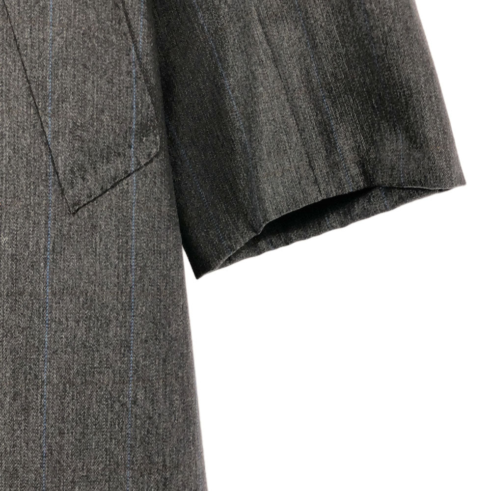 LANVIN ランバン ストライプ ステンカラーコート ブラック系 メンズ