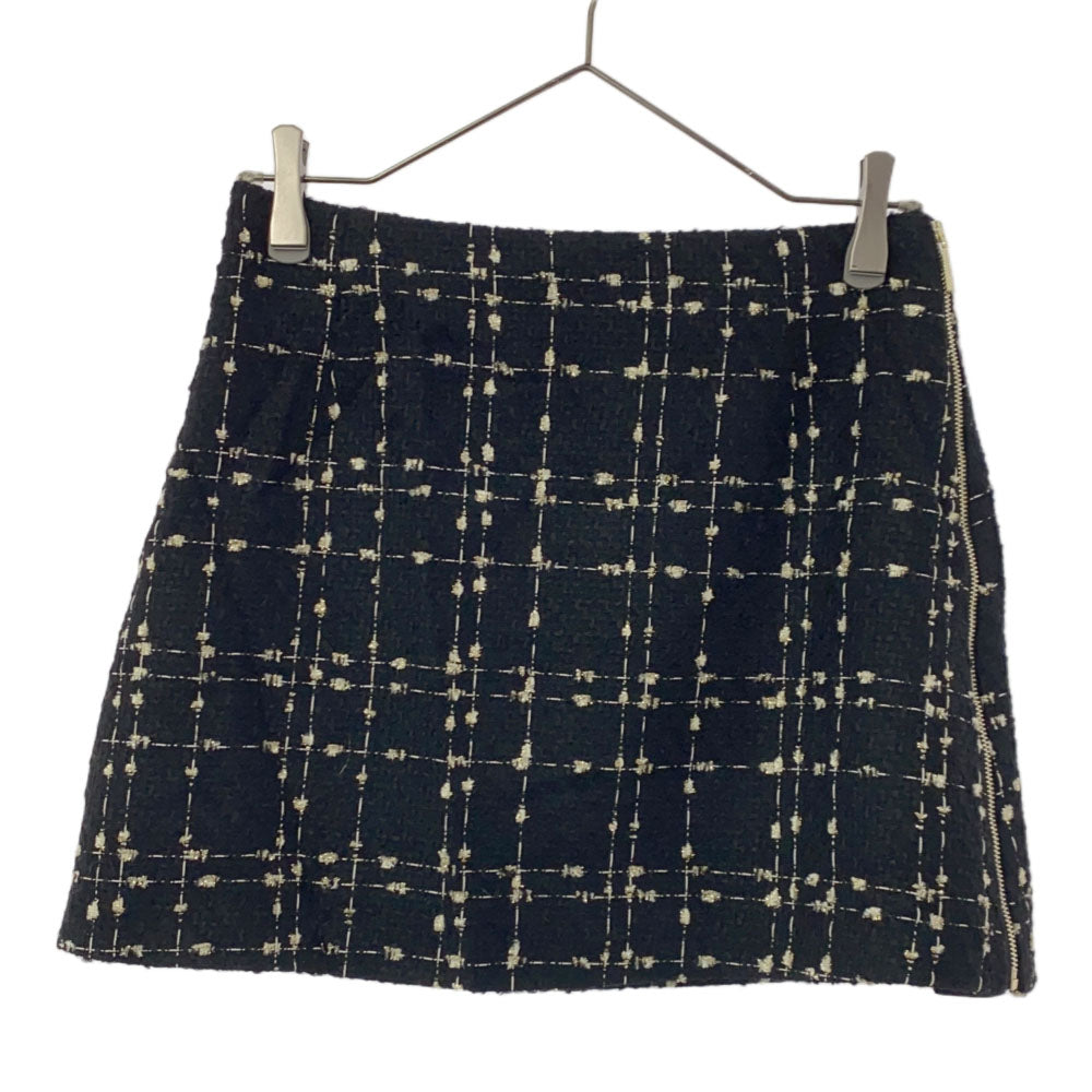 未使用 TED BAKER テッドベーカー チェック ツイード ミニスカート 1 ブラック 台形スカート タグ付き レディース