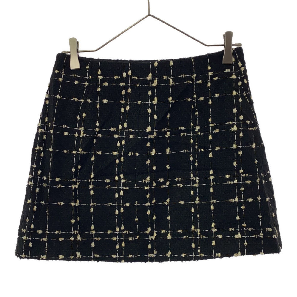 未使用 TED BAKER テッドベーカー チェック ツイード ミニスカート 1 ブラック 台形スカート タグ付き レディース