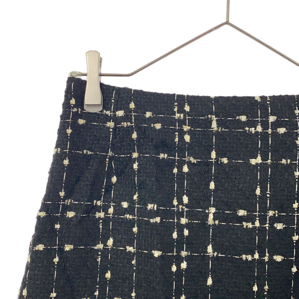 未使用 TED BAKER テッドベーカー チェック ツイード ミニスカート 1 ブラック 台形スカート タグ付き レディース