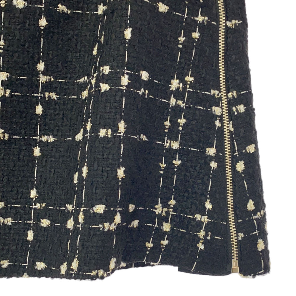 未使用 TED BAKER テッドベーカー チェック ツイード ミニスカート 1 ブラック 台形スカート タグ付き レディース