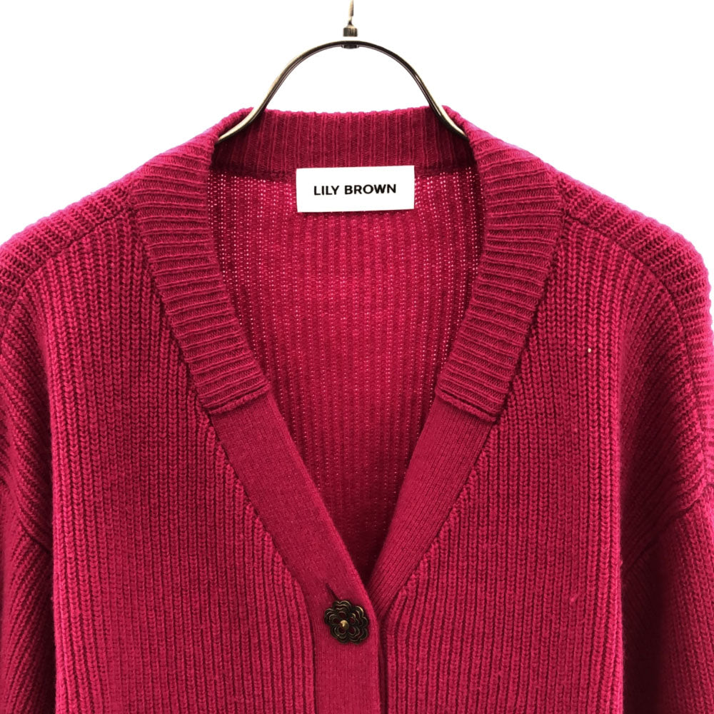 リリーブラウン ウールブレンド 長袖 Vネック ニットカーディガン F ピンク Lily Brown LWND214116 レディース