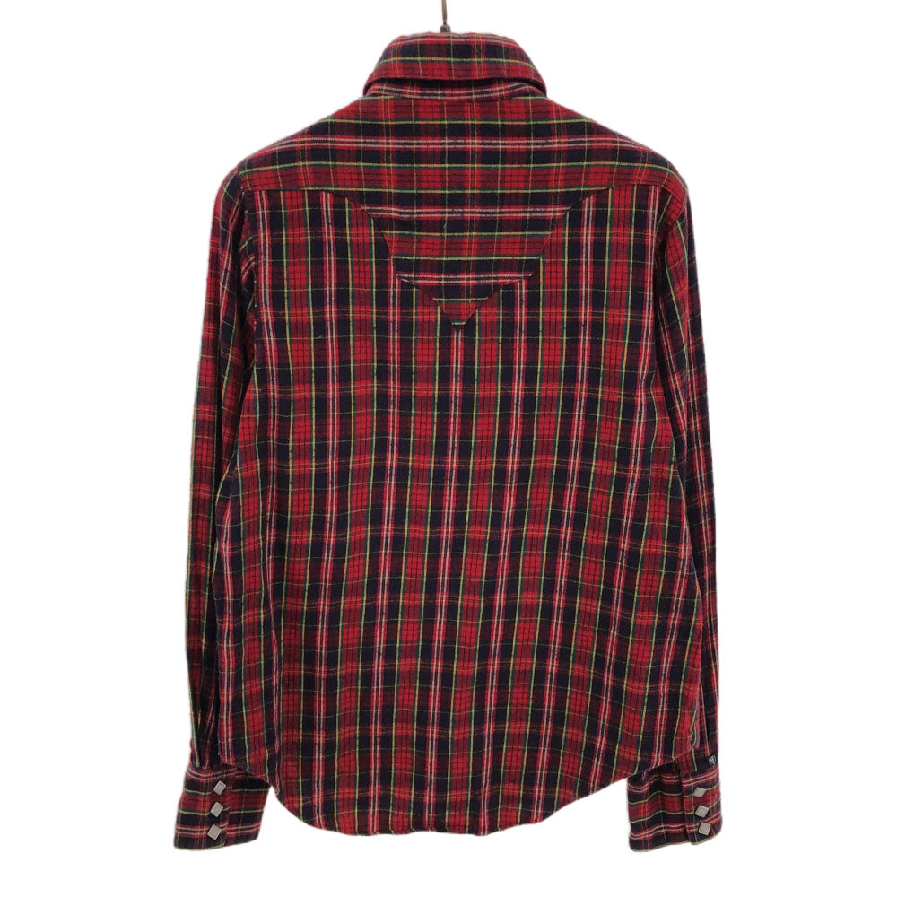 RockMount ロックマウント 90s USA製 チェック柄 長袖 スナップボタン ペンホルダー ウエスタンシャツ 14.5×32 レッド系 オールド メンズ