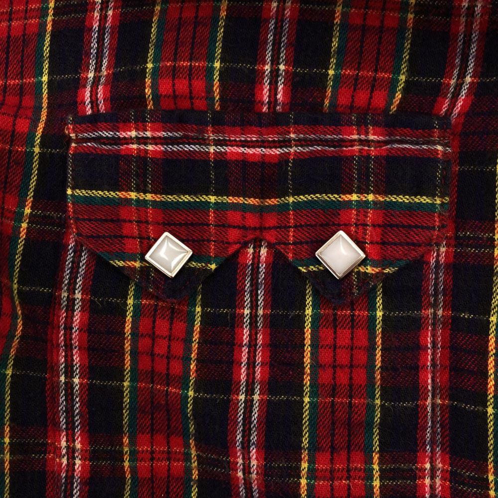 RockMount ロックマウント 90s USA製 チェック柄 長袖 スナップボタン ペンホルダー ウエスタンシャツ 14.5×32 レッド系 オールド メンズ