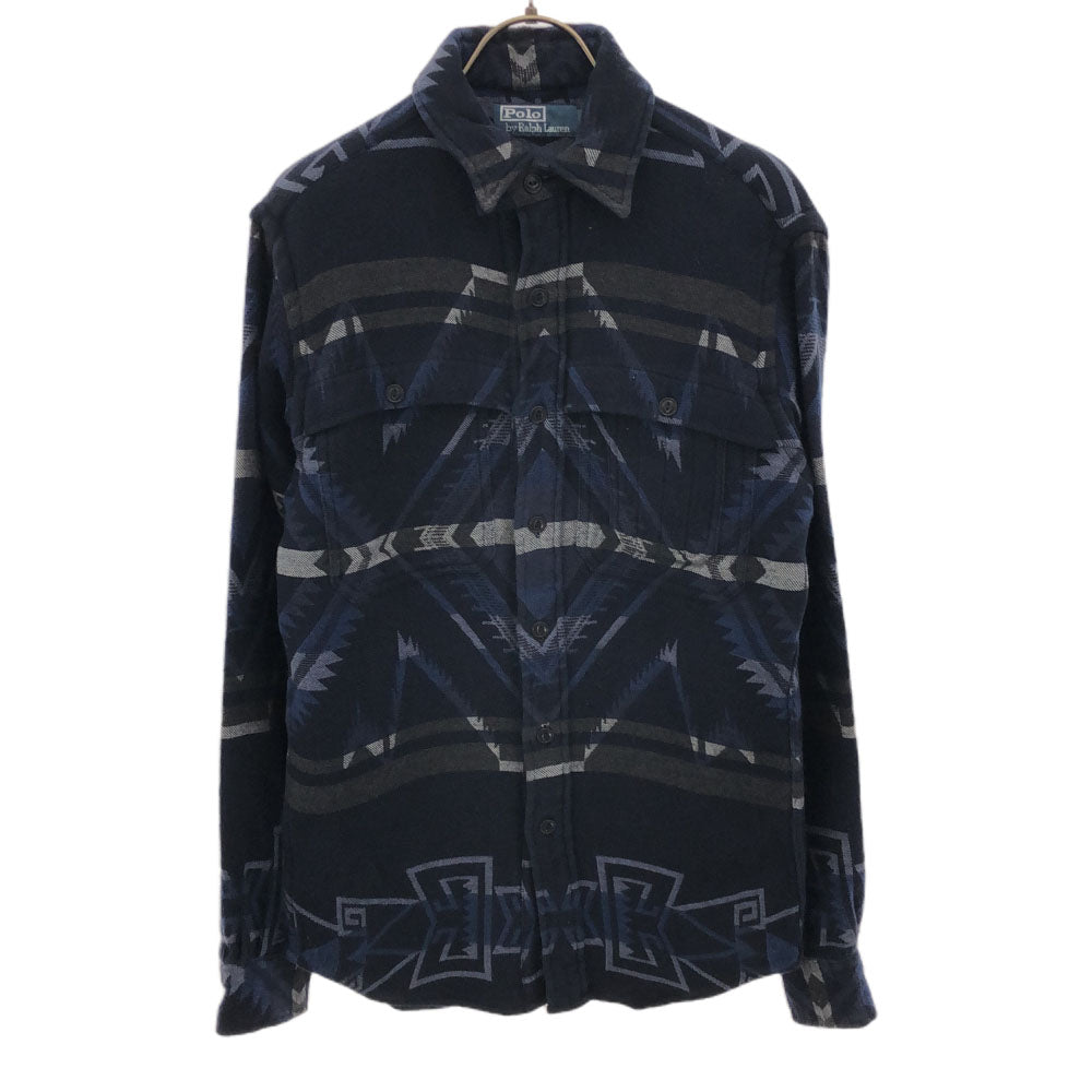 Polo by Ralph Lauren ポロバイラルフローレン ネイティブパターン 長袖 フランネル シャツ XS ネイビー系 メンズ