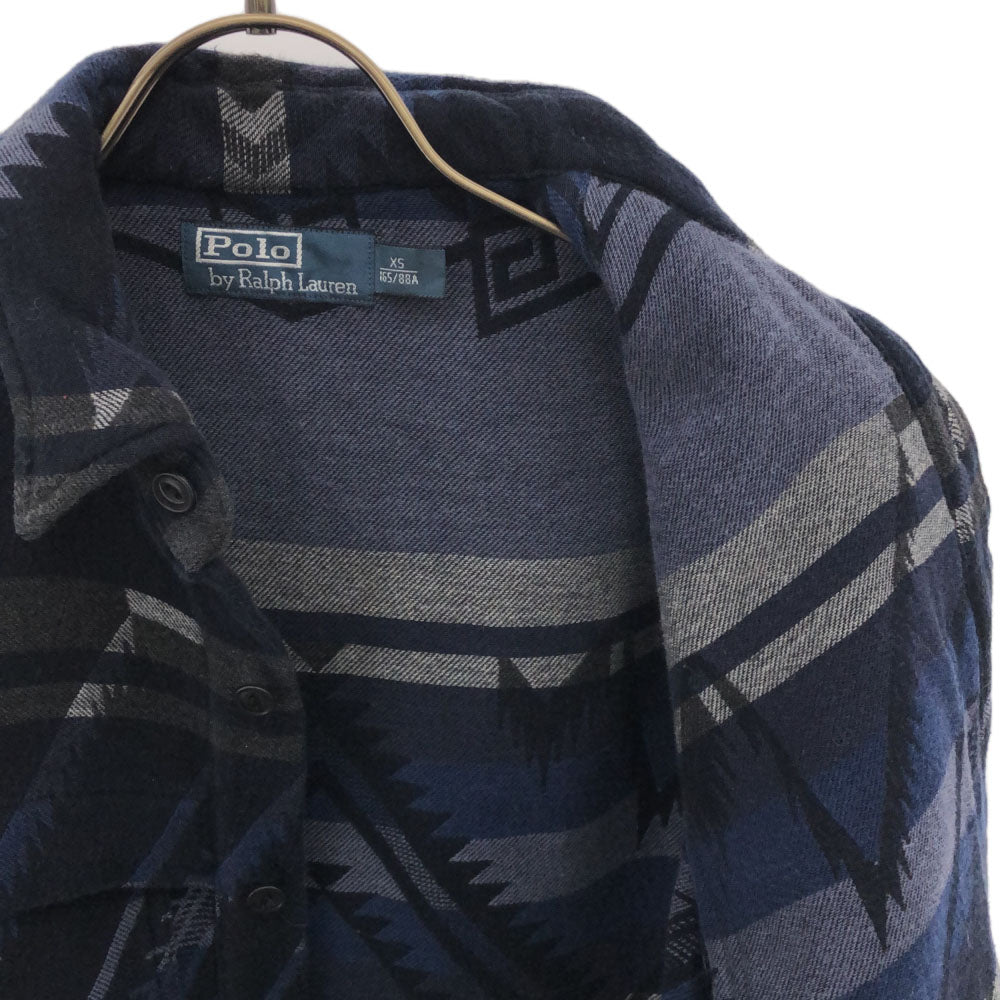 Polo by Ralph Lauren ポロバイラルフローレン ネイティブパターン 長袖 フランネル シャツ XS ネイビー系 メンズ