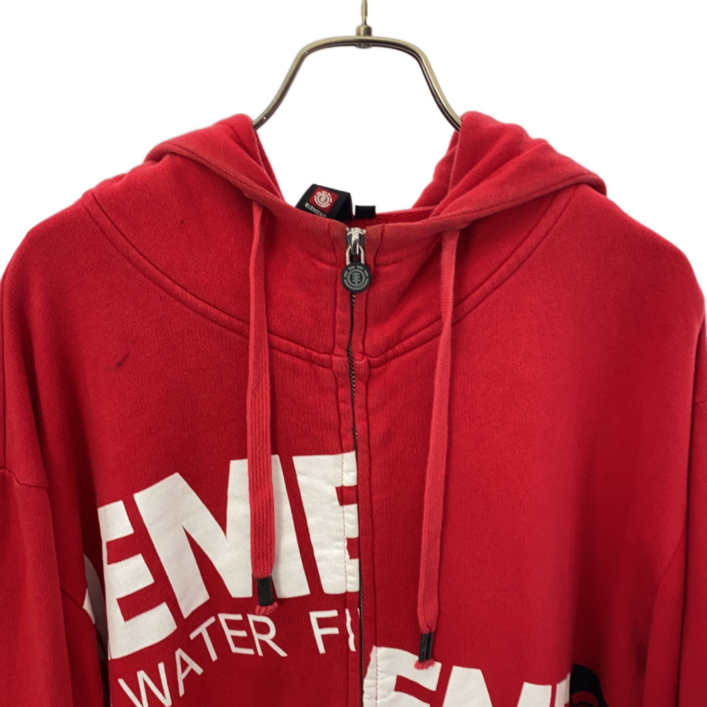 エレメント プリント 長袖 スウェット ジップパーカー L レッド ELEMENT メンズ