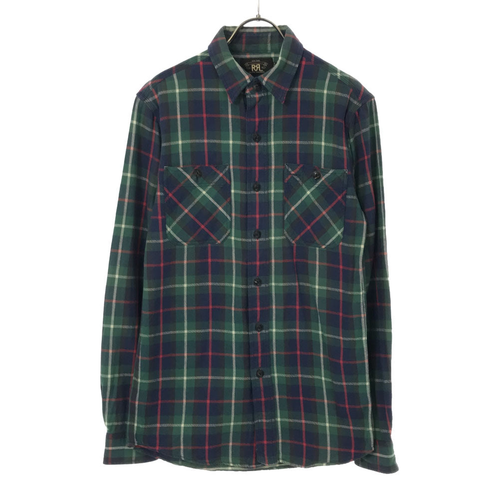 RRL ダブルアールエル 一ツ星 チェック 長袖 シャツ XS グリーン系 ラルフローレン RALPH LAUREN メンズ