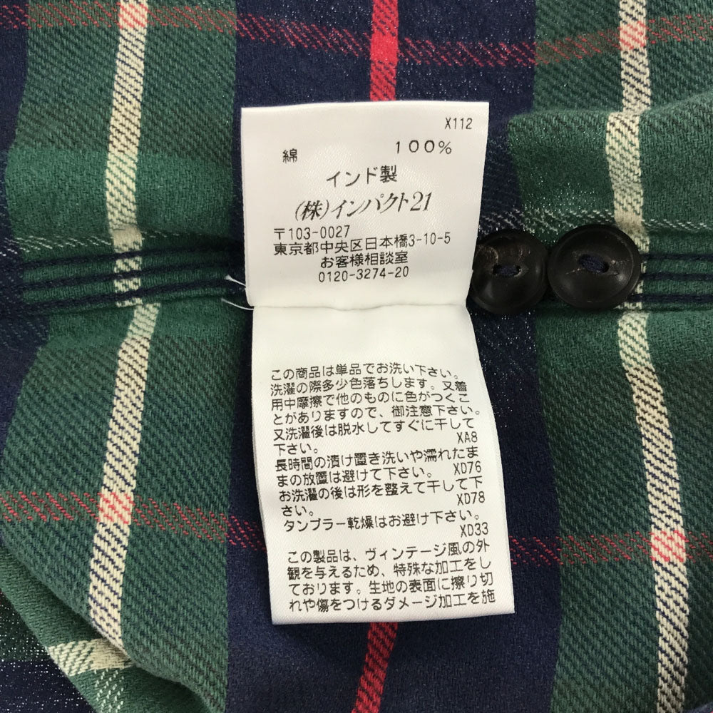 RRL ダブルアールエル 一ツ星 チェック 長袖 シャツ XS グリーン系 ラルフローレン RALPH LAUREN メンズ