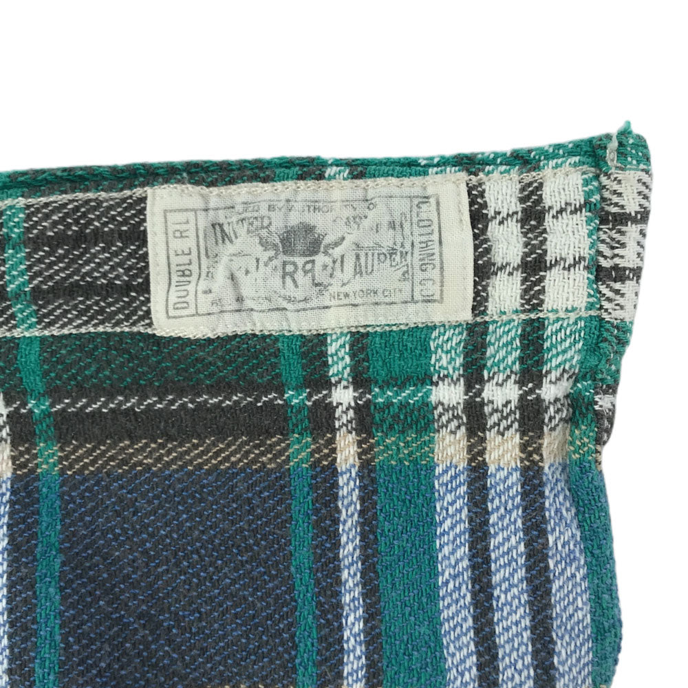 ダブルアールエル RRL 一ツ星 チェック 長袖 ネルシャツ S ブルー系×グリーン ラルフローレン RALPH LAUREN メンズ