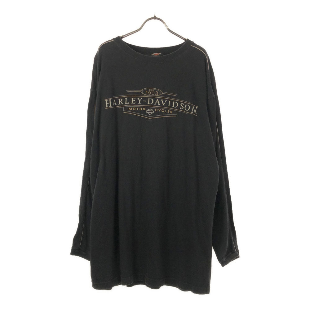 ハーレーダビッドソン プリント 長袖 Tシャツ XL ブラック HARLEY DAVIDSON ロンT メンズ