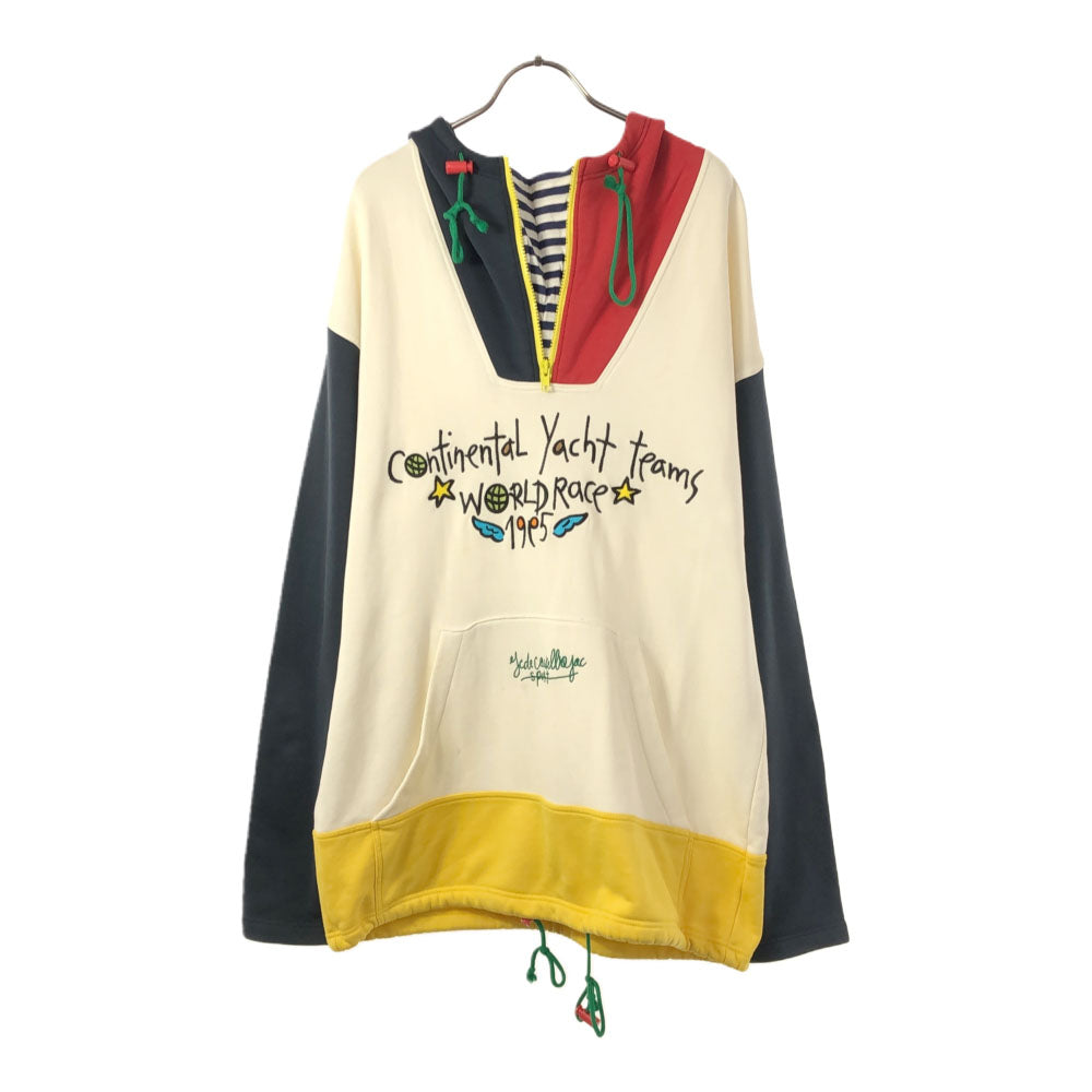 カステルバジャック スポーツ 日本製 刺繍 長袖 ハーフジップ スウェットパーカー 4 ホワイト CASTELBAJAC SPORT プルパーカー メンズ