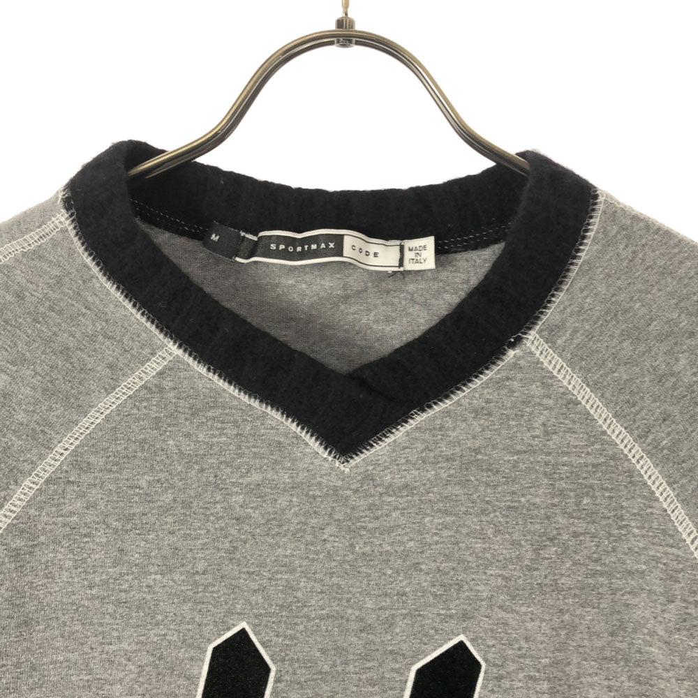 SPORTMAX スポーツマックス イタリア製 長袖 Vネック Tシャツ M グレー ロンT メンズ