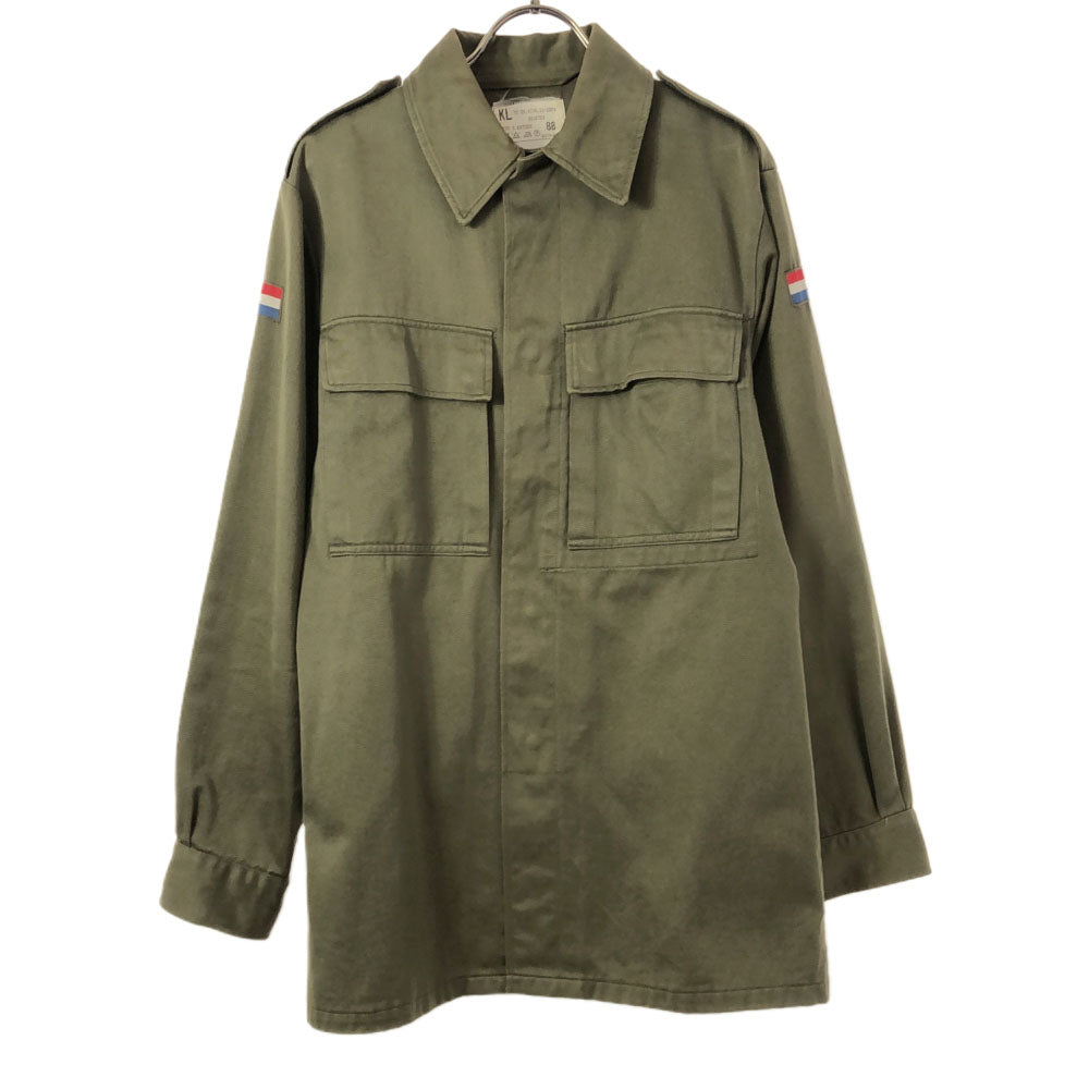 DUTCH ARMY オランダ軍 70s フィールド シャツジャケット ミリタリージャケット カーキ 比翼ボタン オールド ヴィンテージ メンズ
