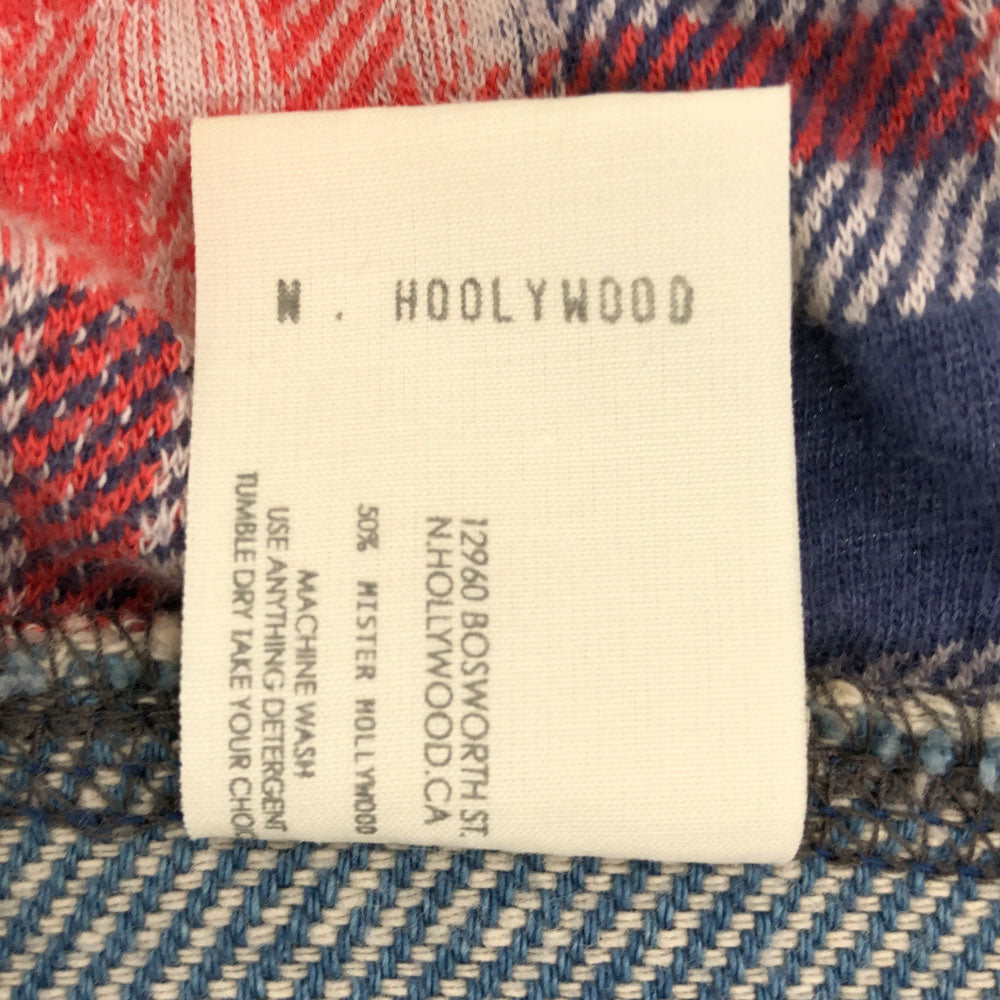 N.HOOLYWOOD エヌハリウッド 日本製 チェック 長袖 パーカー 36 ブルー系 シャツ メンズ