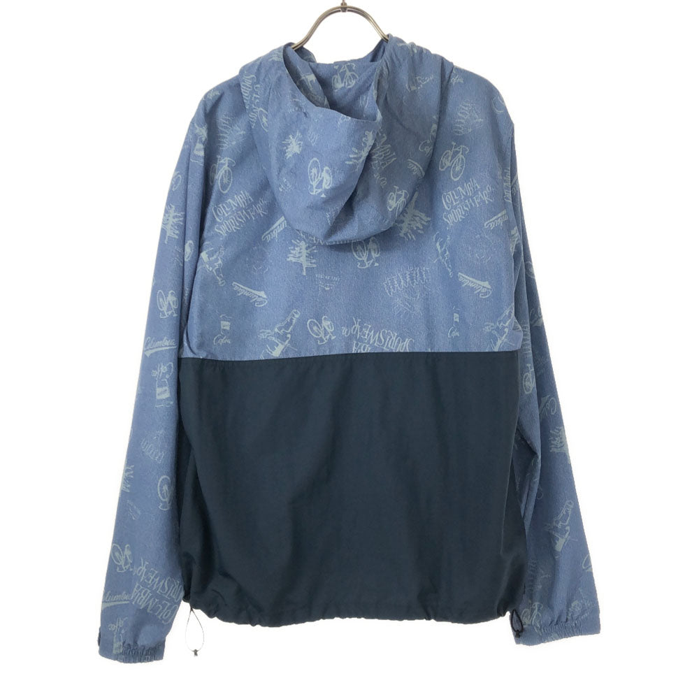 Columbia コロンビア PM3795 総柄 ナイロン アウトドアジャケット M ブルー系 ジップパーカー メンズ
