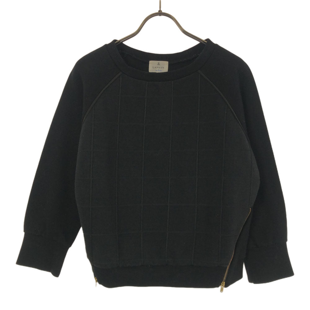 LANVIN en Bleu ランバンオンブルー 日本製 格子柄 長袖 ショート丈 トレーナー 38 ブラック カットソー レディース