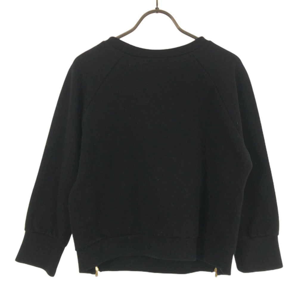 LANVIN en Bleu ランバンオンブルー 日本製 格子柄 長袖 ショート丈 トレーナー 38 ブラック カットソー レディース