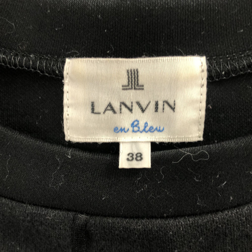 LANVIN en Bleu ランバンオンブルー 日本製 格子柄 長袖 ショート丈 トレーナー 38 ブラック カットソー レディース