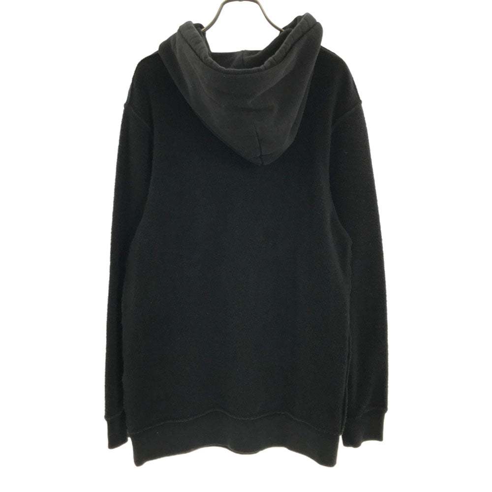 STUSSY ステューシー ロゴ刺繍 長袖 切替 パーカー S ブラック 起毛 メンズ