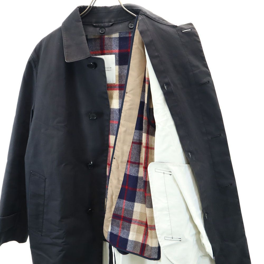 MACKINTOSH PHILOSOPHY マッキントッシュフィロソフィー 日本製 三陽商会 ウレタン樹脂加工 ステンカラーコート 40 ブラック 比翼ボタン メンズ