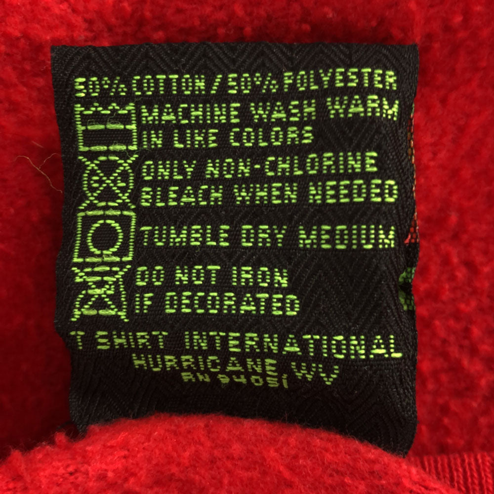 TSi 90s USA製 プリント 長袖 スウェット トレーナー L レッド 裏起毛 オールド メンズ