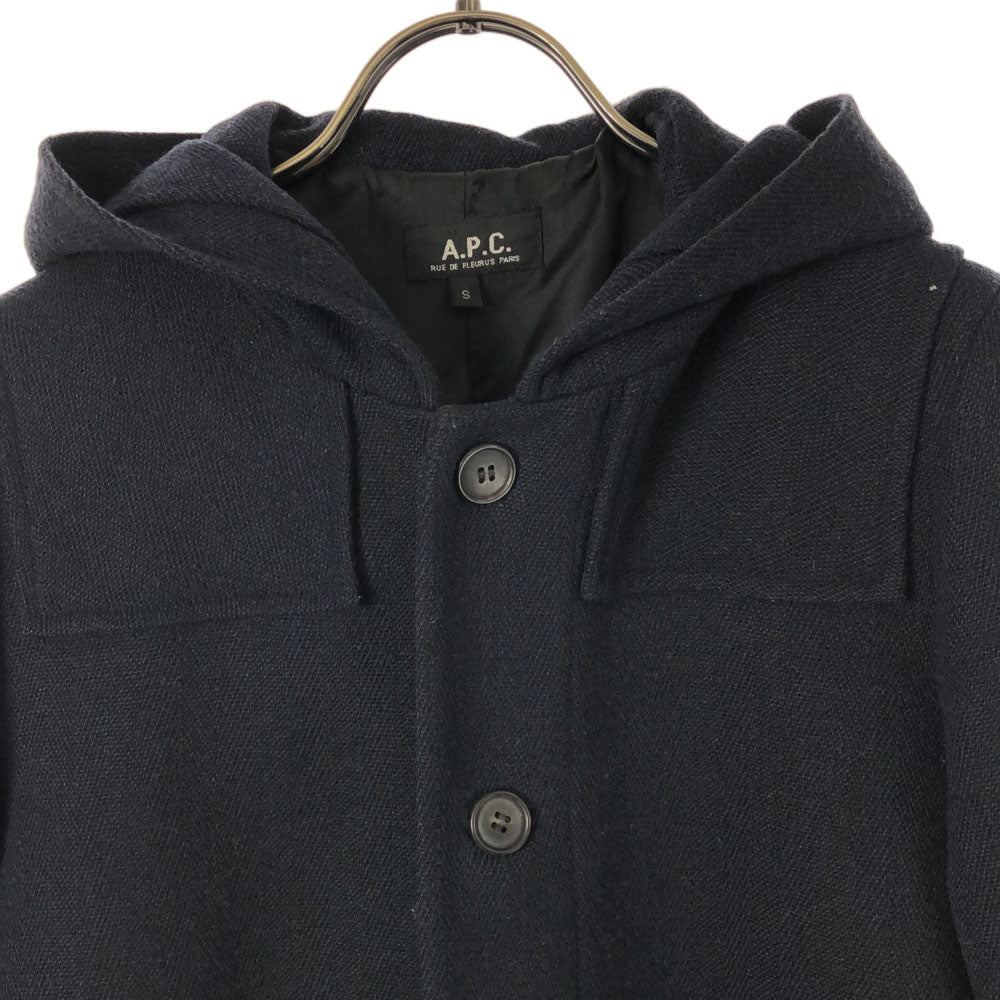 アーペーセー 90s フランス製 ウールコート S ネイビー A.P.C. フード付 オールド メンズ