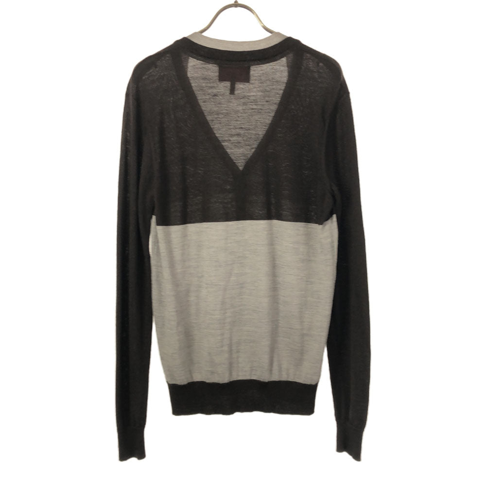 ARMANI JEANS アルマーニジーンズ ウール 長袖 ニットカーディガン XS ブラウン×グレー メンズ