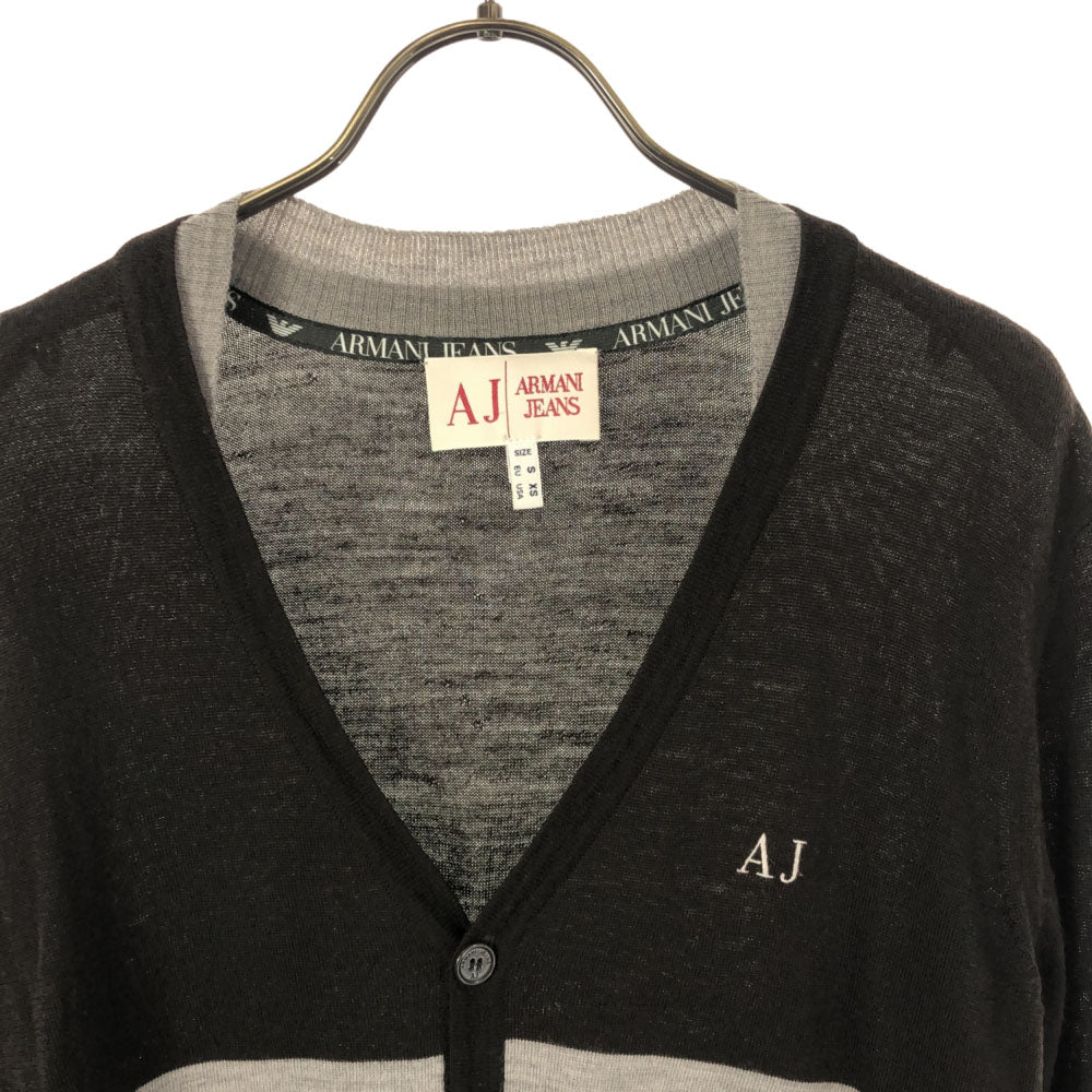 ARMANI JEANS アルマーニジーンズ ウール 長袖 ニットカーディガン XS ブラウン×グレー メンズ
