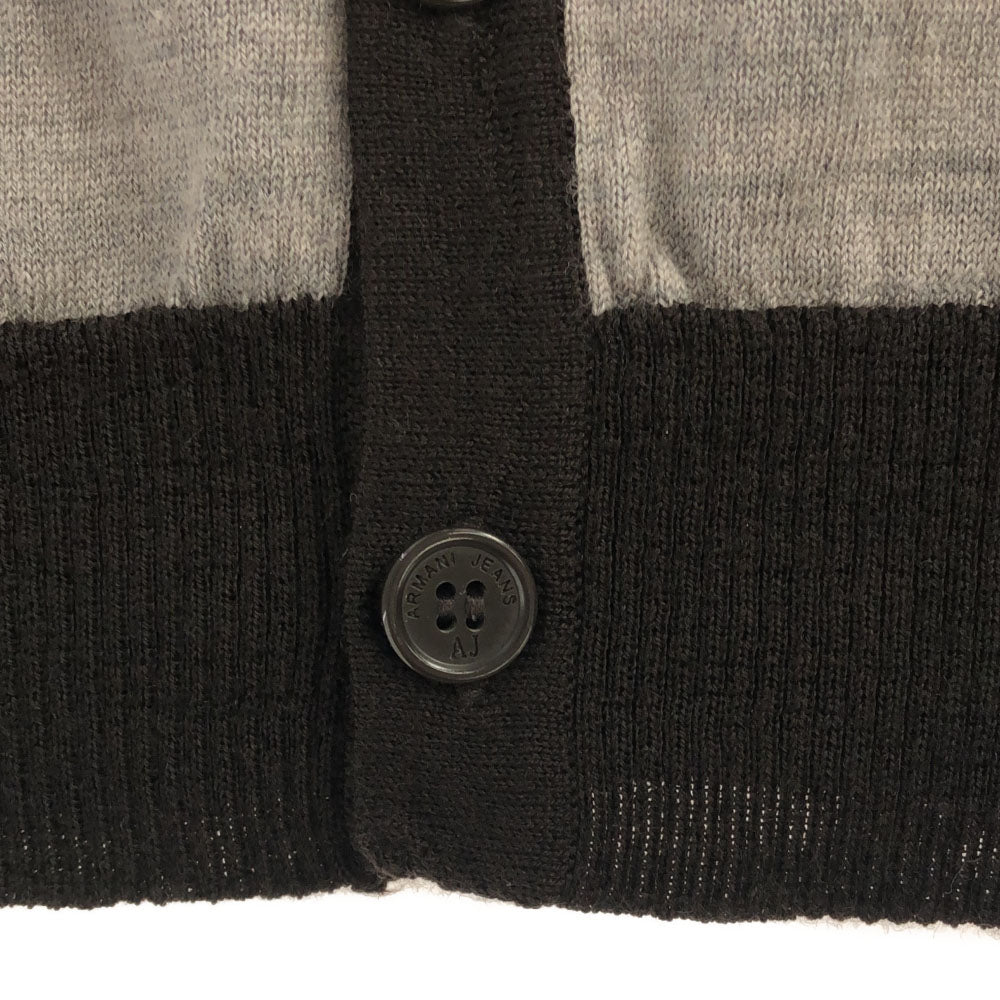 ARMANI JEANS アルマーニジーンズ ウール 長袖 ニットカーディガン XS ブラウン×グレー メンズ