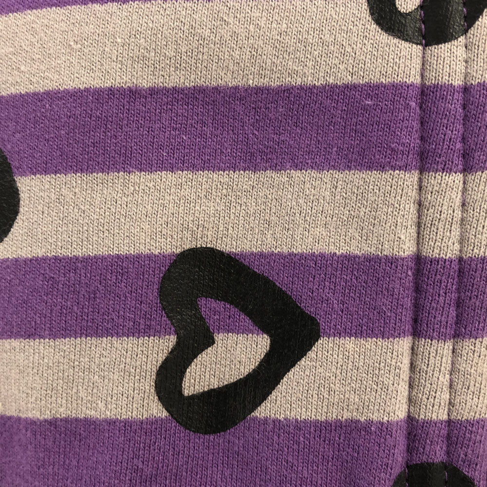 マークバイマークジェイコブス ボーダー ハート 7分袖 スウェット ジップパーカー XS グレー×パープル MARC BY MARC JACOBS 裏起毛 レディース
