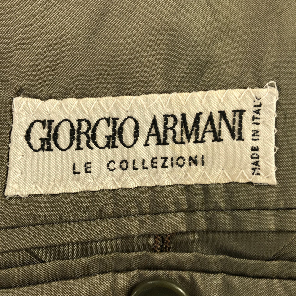 ジョルジオアルマーニ イタリア製 ウール ボーダー テーラードジャケット 46REG カーキ系 GIORGIO ARMANI メンズ