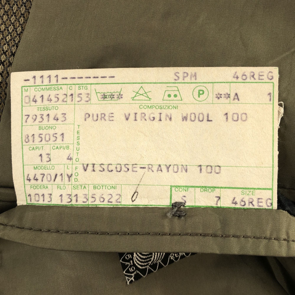 ジョルジオアルマーニ イタリア製 ウール ボーダー テーラードジャケット 46REG カーキ系 GIORGIO ARMANI メンズ