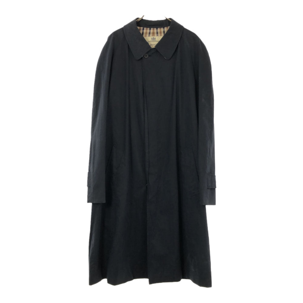 Aquascutum アクアスキュータム ステンカラーコート ネイビー 裏チェック メンズ