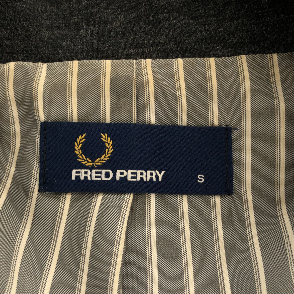 フレッドぺリー 日本製 ブローチ付き テーラードジャケット S グレー系 裏ストライプ レディース