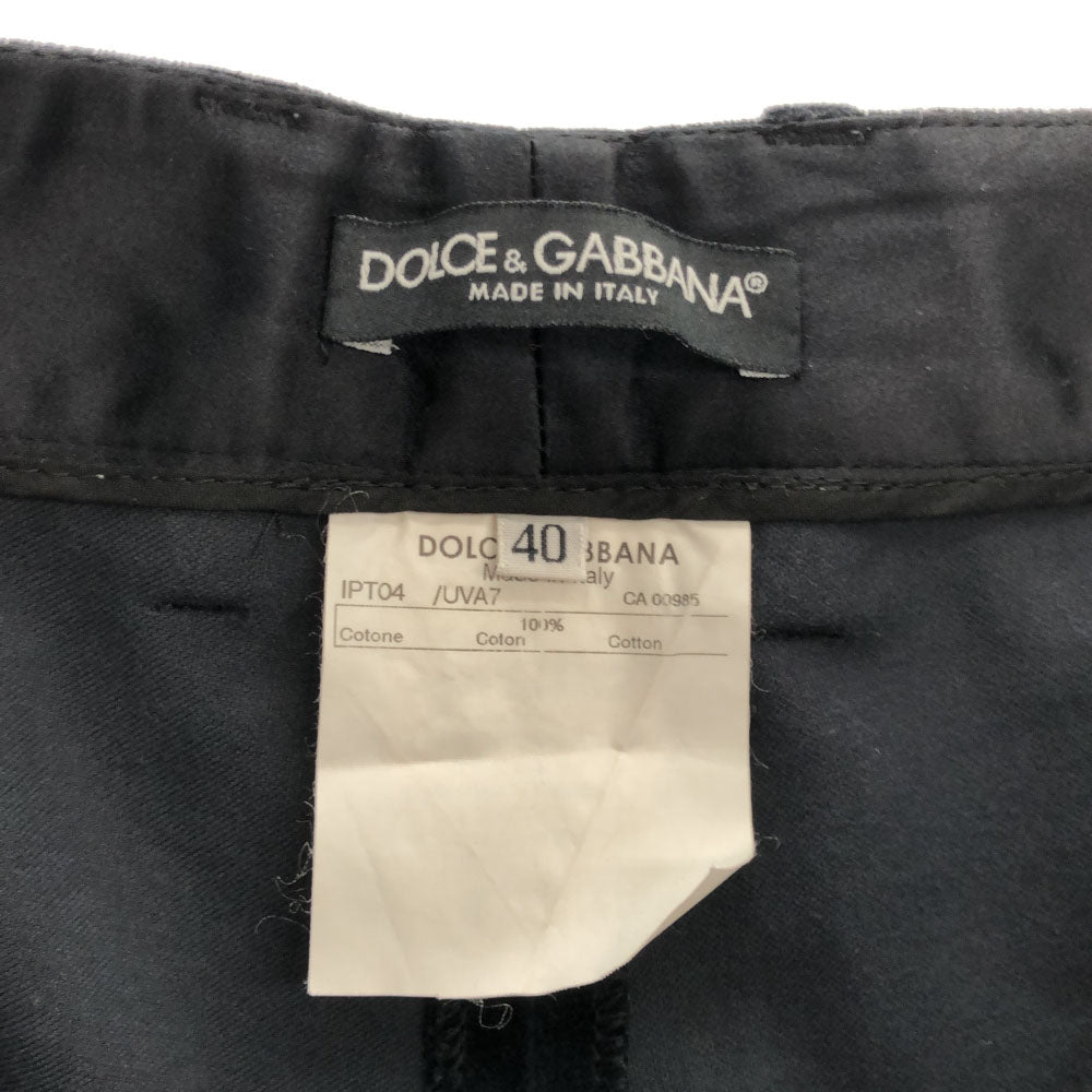 DOLCE&GABBANA ドルチェアンドガッバーナ イタリア製 ベロア ロングパンツ 40 ブラック レディース