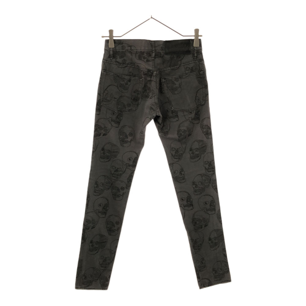 ANDY WARHOL BY HYSTERIC GLAMOUR アンディウォーホル バイ ヒステリックグラマー 日本製 スカル柄 スリムパンツ XXS グレー ボタンフライ レディース