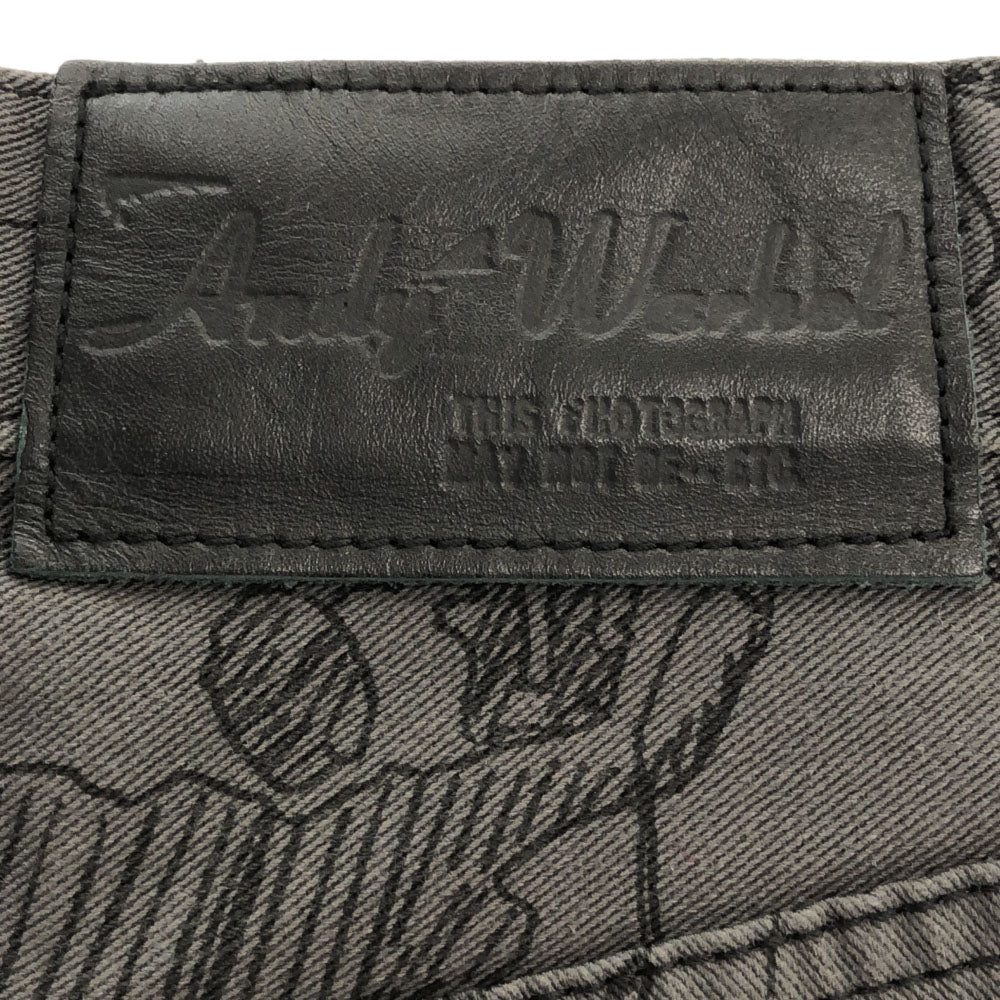ANDY WARHOL BY HYSTERIC GLAMOUR アンディウォーホル バイ ヒステリックグラマー 日本製 スカル柄 スリムパンツ XXS グレー ボタンフライ レディース