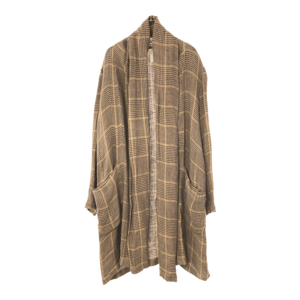 TROVE トローヴ 日本製 グレンチェック リネン ガウンコート 2 ブラウン系 メンズ