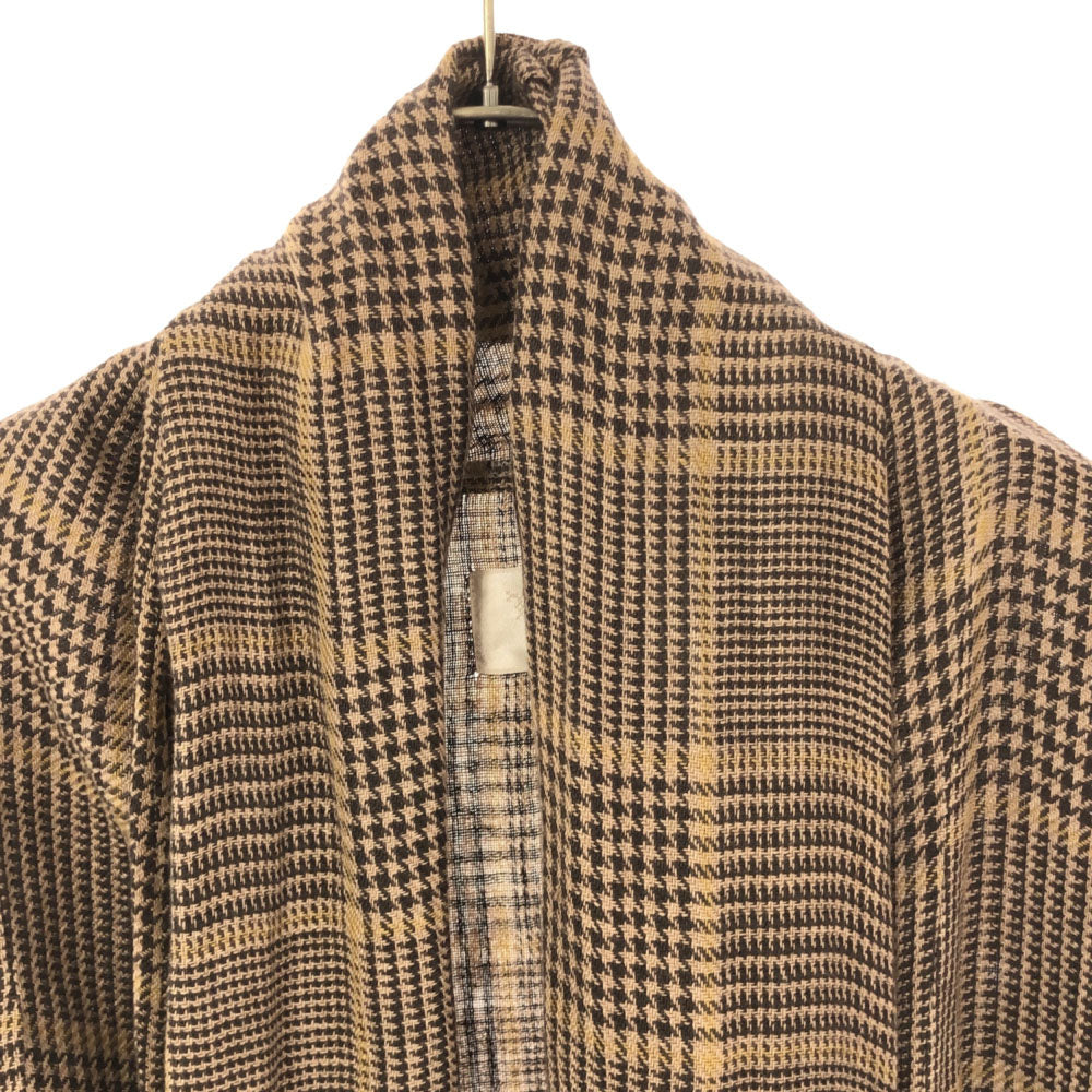 TROVE トローヴ 日本製 グレンチェック リネン ガウンコート 2 ブラウン系 メンズ