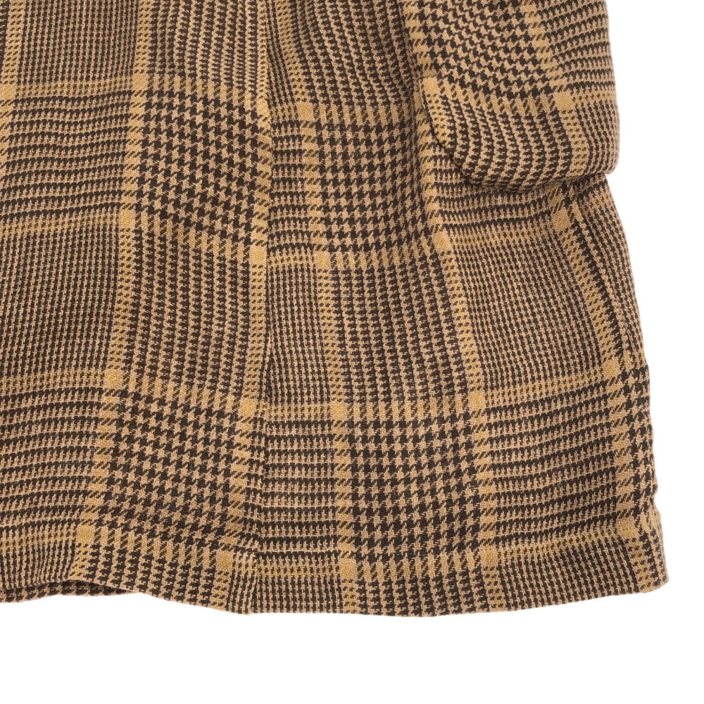 TROVE トローヴ 日本製 グレンチェック リネン ガウンコート 2 ブラウン系 メンズ