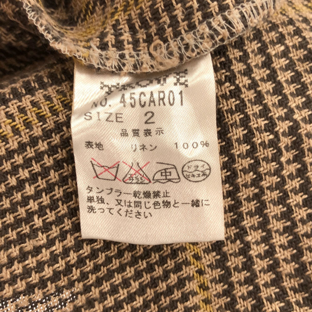 TROVE トローヴ 日本製 グレンチェック リネン ガウンコート 2 ブラウン系 メンズ