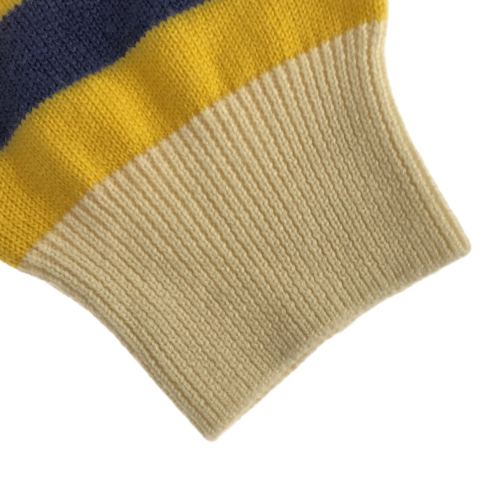 BLACK LABEL CRESTBRIDGE ブラックレーベル クレストブリッジ 三陽商会 ウールブレンド ボーダー ロゴ刺繍 長袖 ニット 2 イエロー×ベージュ セーター メンズ